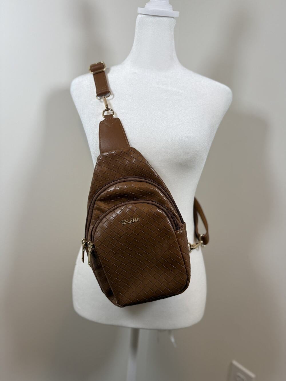 Telena Small Sling Bag for Women Leather Crossbody Fanny Packs Woven Everyday